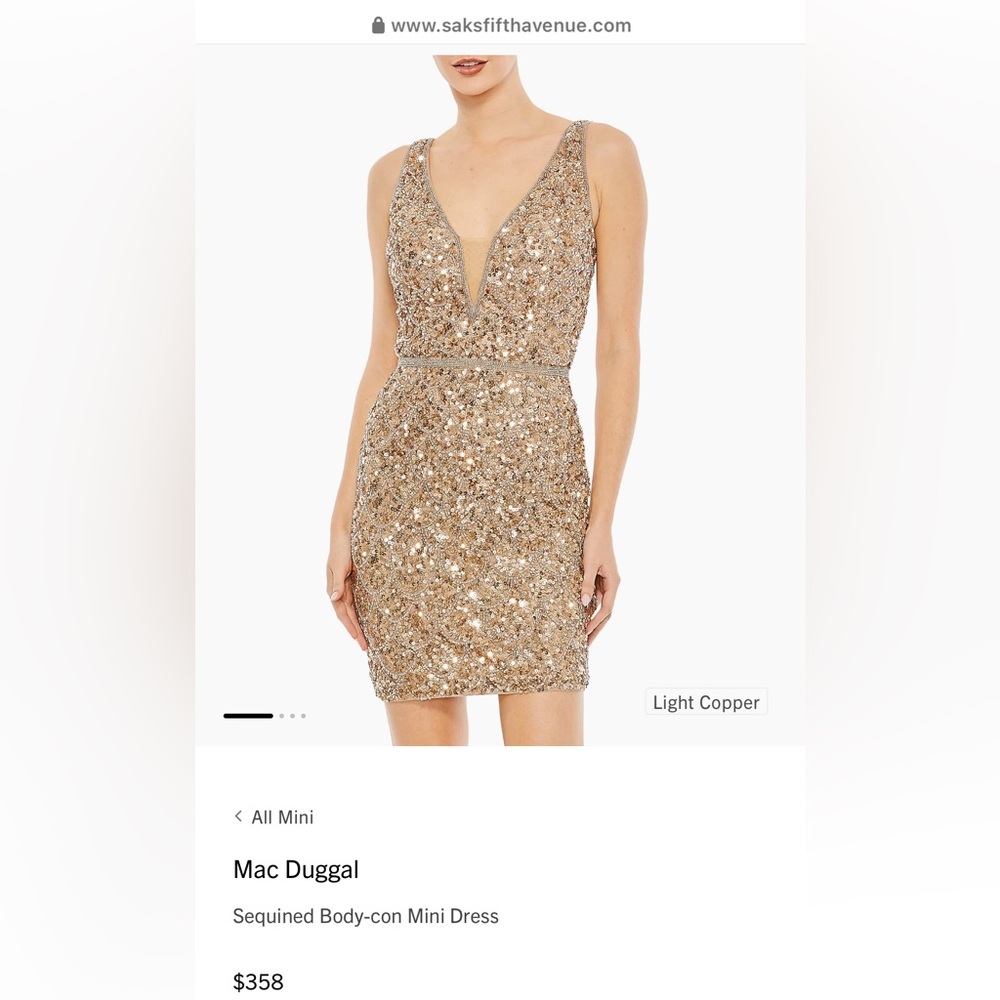 sequin Mac Duggal’s mini cocktail dress